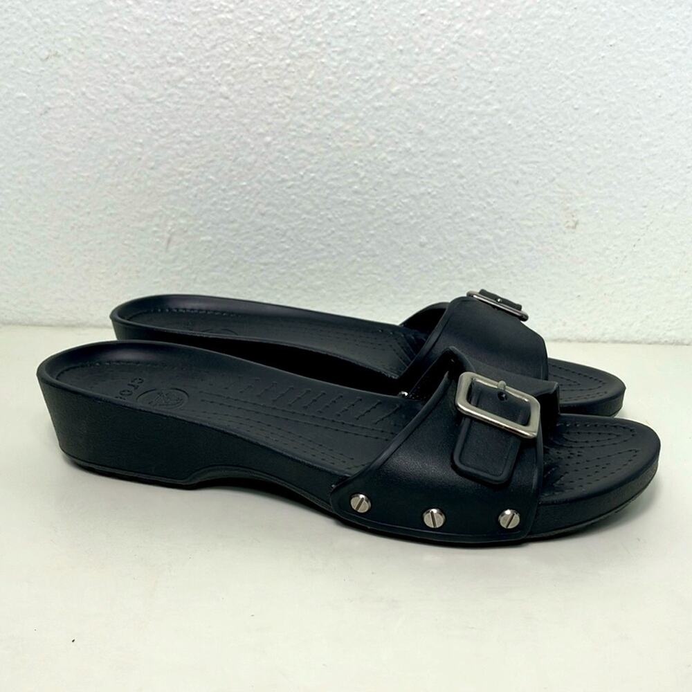 CROCS Black Sandals with Metallic Accents